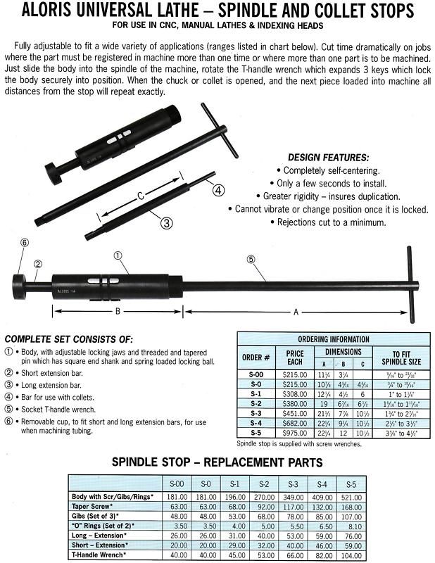 Aloris Universal Lathe Spindle and Collet Stop S4