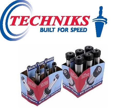 Cat50 Techniks 12Pc 6 End Mill Holders +6 Collet Chucks+ Collets