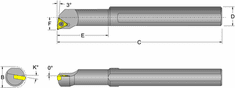 Dorian Indexable Boring Bars -- S06M-STUCR-2 Right Hand 3/8" Shank 55628