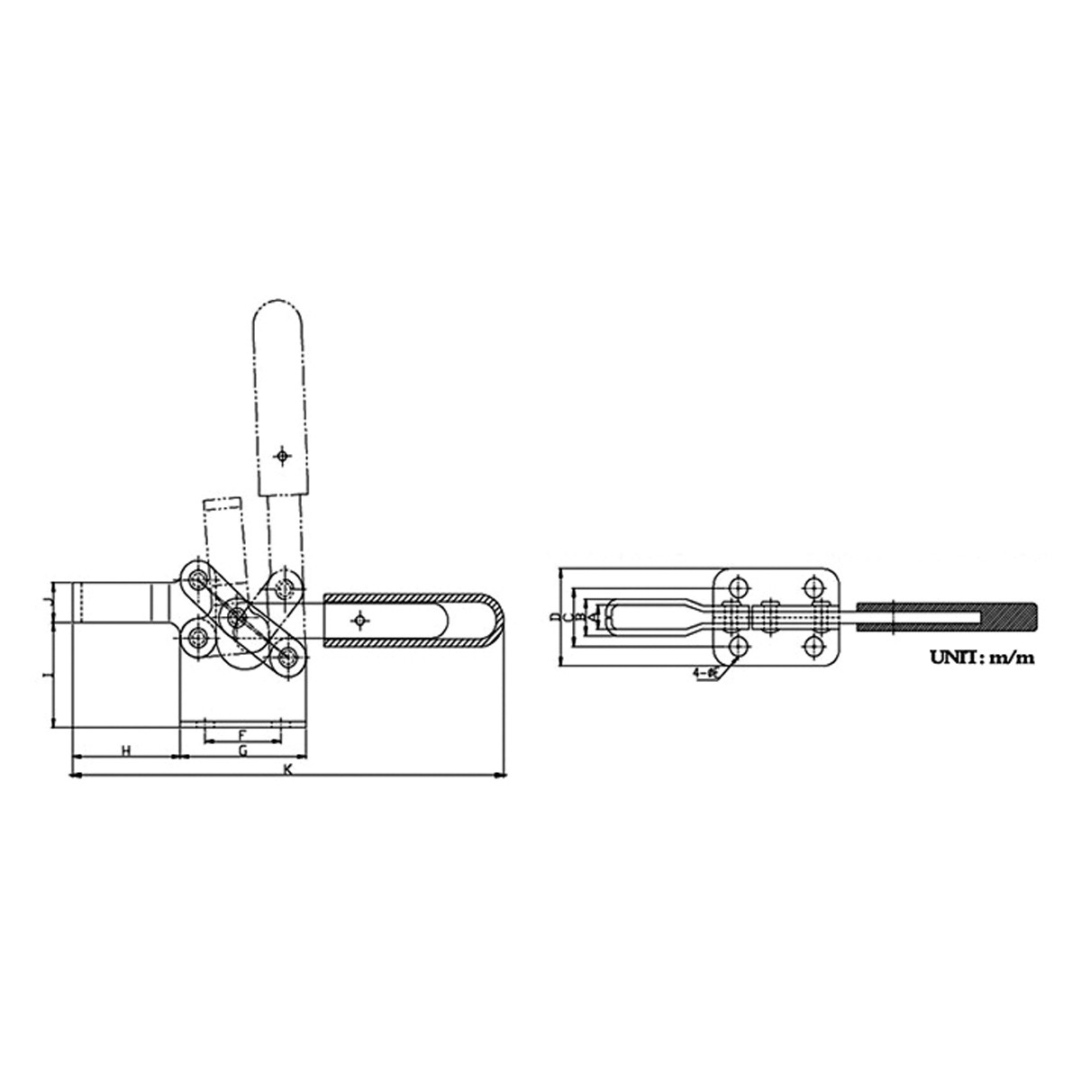 HORIZONTAL TOGGLE CLAMP SOLID BAR 39000370 200W