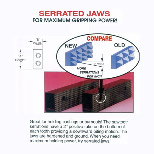 SNAP Jaws 6" SERRATED Vise Jaws 1" X 2 1/2" for Kurt 6SER-250