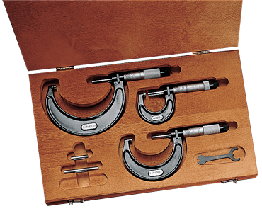 Starrett 0 - 3" .0001 Carbide Face Outside Micrometer Set 68037 