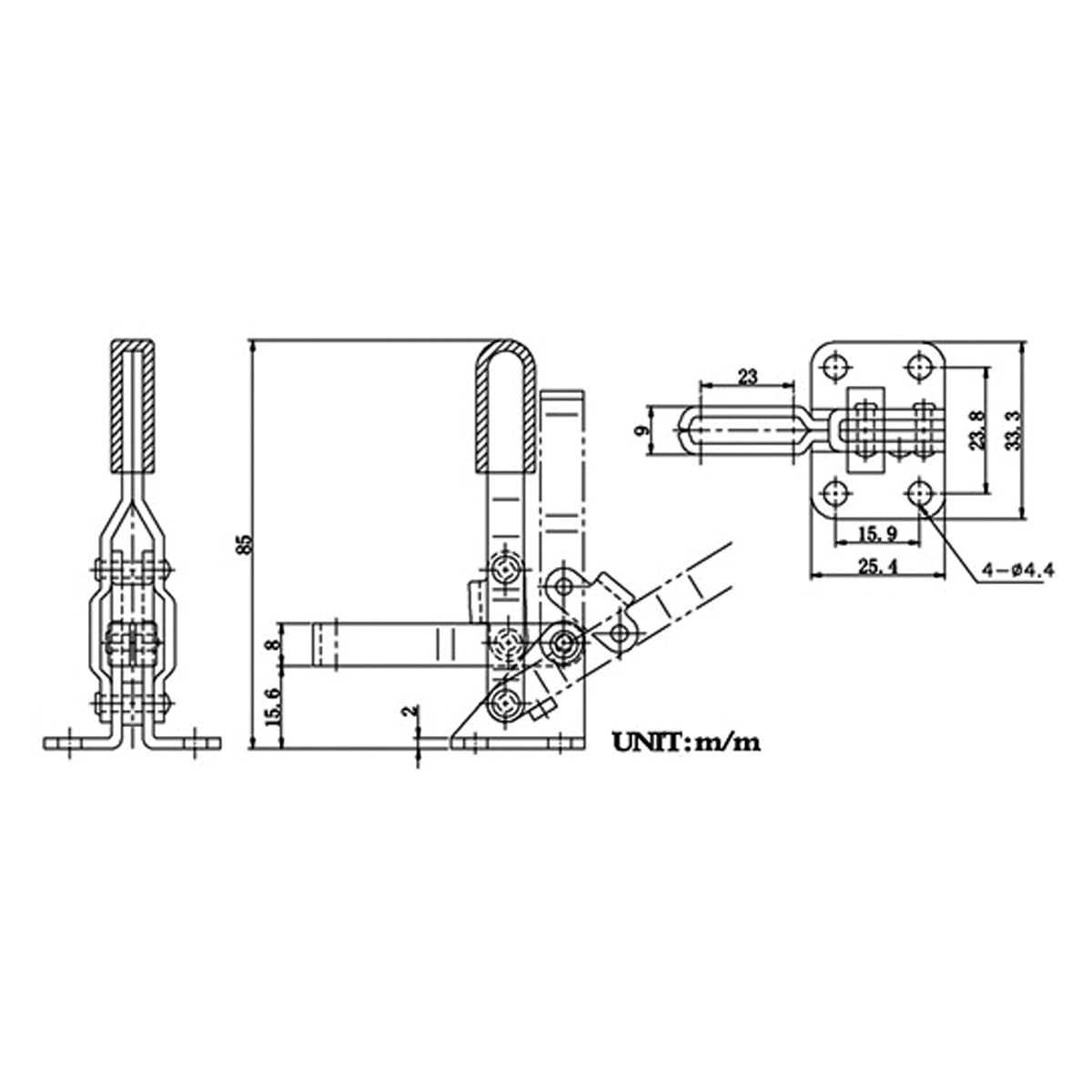 VERTICAL TOGGLE CLAMPU BAR FLANGED BASE110 LBS 39000330 101A