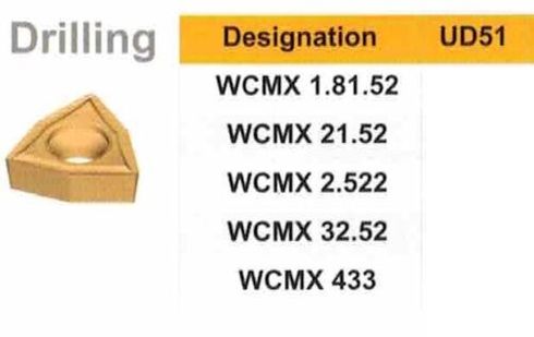 WCMX1.81.52 Insert 10 Pcs. TiN Coated  