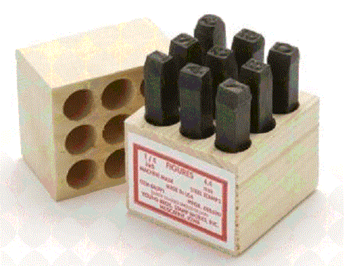 Young Bros Stamp Works 1/16 inch Steel Set 9 Figure Number Character MADE IN USA