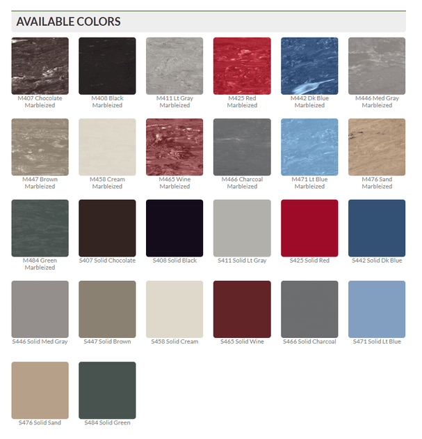 Rubber Tile & Treads Color Chart | All Stair Treads