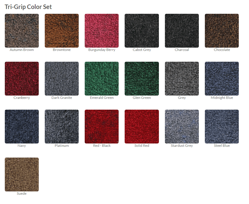 Tri Grip Nylon Carpet Mats Color Charts