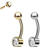 14K Gold Flat Bezel Setting Belly Button Ring