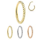 14Ｋカネトリング 14K Gold Rope Braid Seamless Hinged Clicker Ring - Cartilage