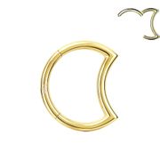 14K Gold Crescent Moon Seamless Hinged Clicker Ring