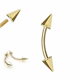 14K Gold Curved Spike Barbell - Eyebrow, Daith, Rook