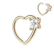 14K Gold CZ Flower Cartilage / Daith Ring - 18G