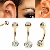 14K Gold Curved Barbell - Eyebrow, Daith, Rook, Anti-Tragus