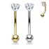14K Solid Gold Internally Threaded Opal Eyebrow Ring/vertical