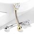 Gorgeous 14k Solid Yellow Gold Eyebrow Ring With CZ Sparkle – 16 Gauge Barbell Style