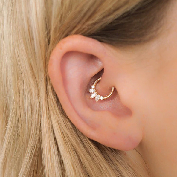 Anneau Septum Piercing Lotus OUFER - Or, Acier Inoxydable 316L, 8 Ou 10 Mm, Avec Fermoir Clicker
