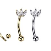 14K Gold Lotus  Curved Barbell - Eyebrow, Rook