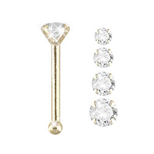 14K Solid Yellow Gold Nose Ring Bone Type (18 Gauge)