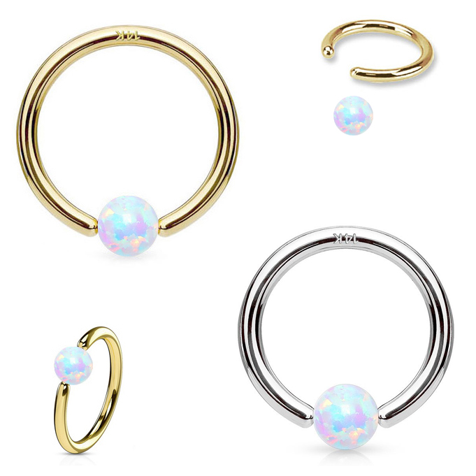 アクセサリー 14k gold collegering 14k-yellow-gold-round-click-