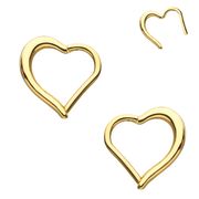 14K Gold Open Heart Seamless 16G Hinged Clicker Ring - Daith, Rook, Helix