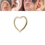 14K Gold Open Heart Daith, Rook, Helix Single Earring