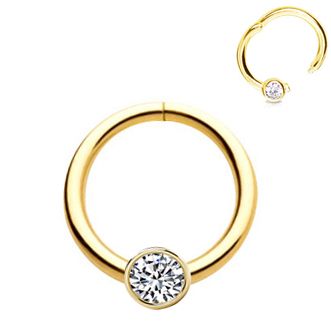 14K Gold Low-Profile Bezel Setting Versatile Seamless Hinged Clicker Ring