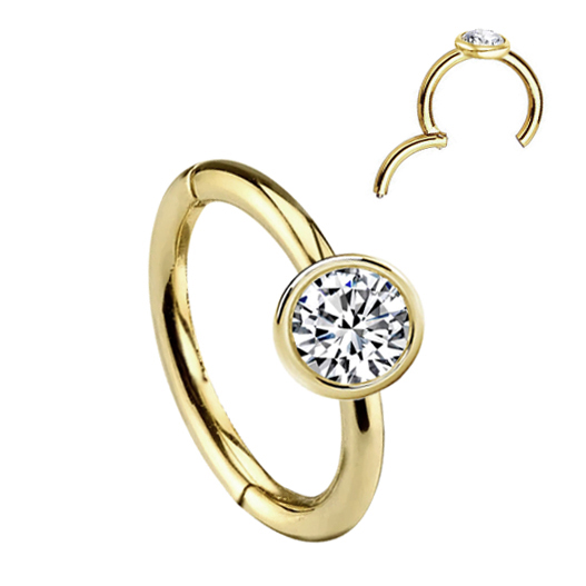 14K Gold LowProfile Bezel Setting Versatile Seamless Hinged Clicker Ring