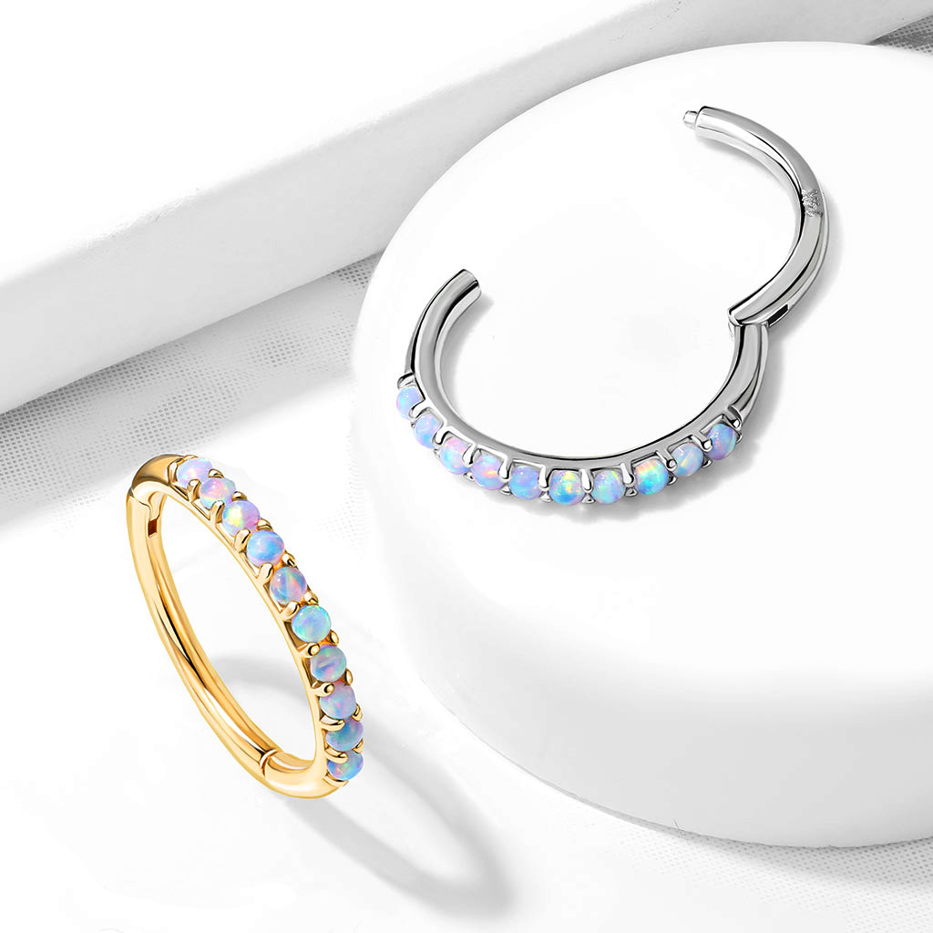 オルゴール 14ct Gold Semi Black Opal Stud Earrings