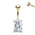 14K Solid Gold Princess-Cut Belly Button Ring