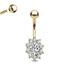 14K Solid Gold CZ Flower Belly Button Ring