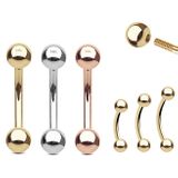 14K Gold Curved Barbell - Eyebrow, Daith, Rook, Anti-Tragus