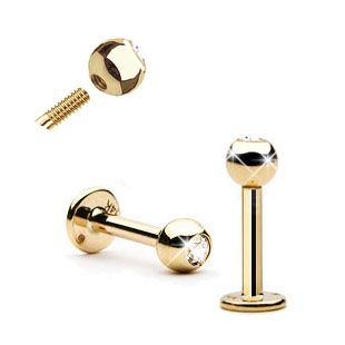 ◆STONEHENgE◆ 14K Piercing P1396 Single SAG-19B38P-S4RCG00 14K Gold CZ Gem Monroe, Labret, Tragus, Helix, Cartilage
