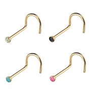 316L PVD Gold Bezel Gem Nose Screw