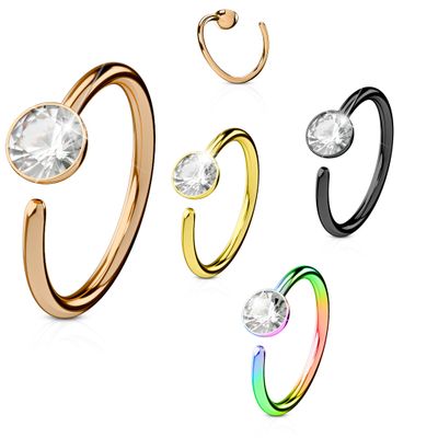20 Gauge Single Gem Bendable IP Nose Hoop Ring