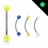 316L Snake Eyes Curved Tongue Ring Barbell
