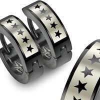 Pair of 316L Huggie Earrings - Black PVD Stars