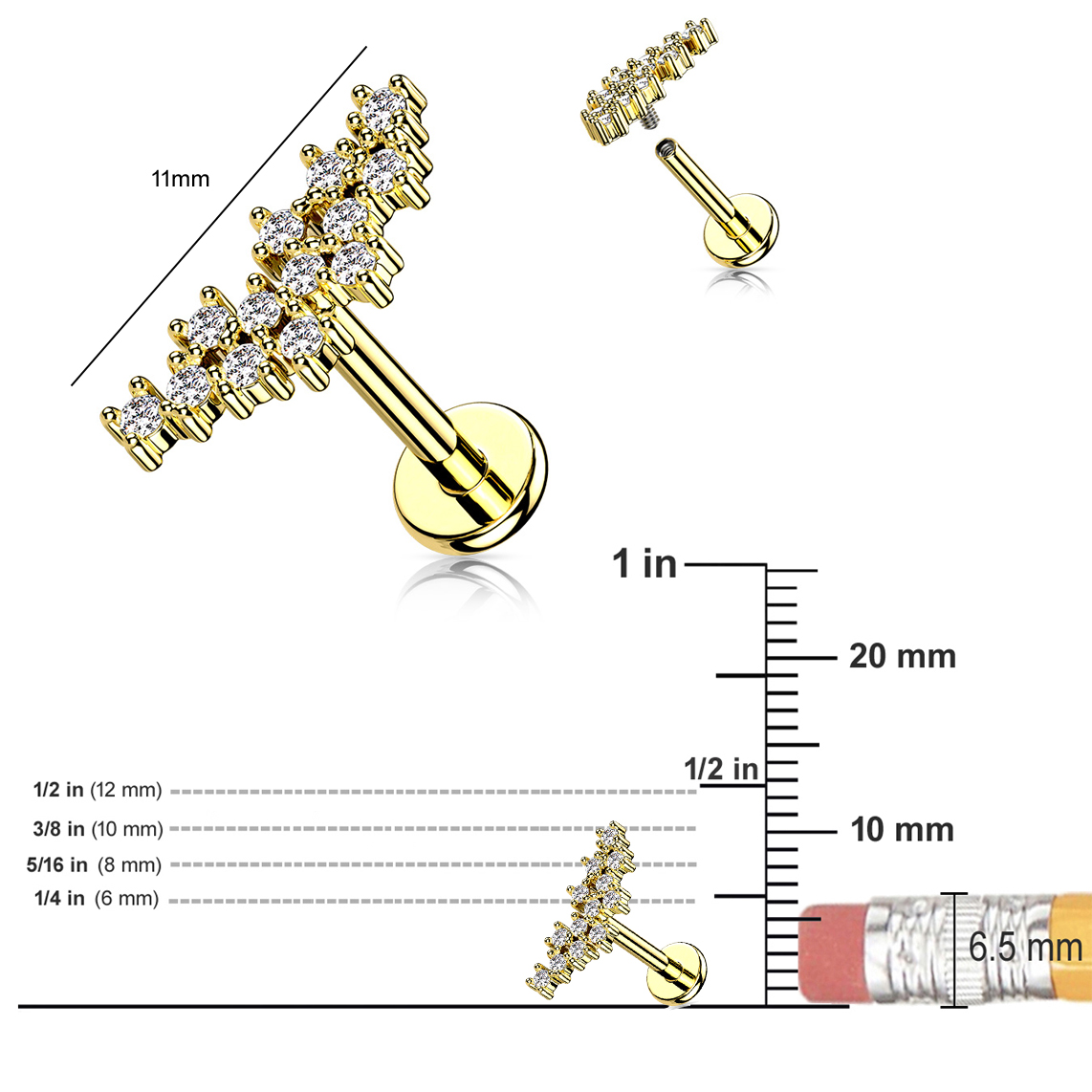 Titanium Internally Threaded Labrets 1.2mm - Steel Star – bodyjewellery