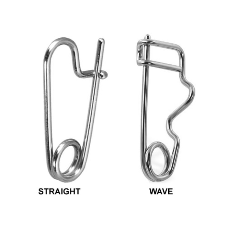 316L Safety Pins Ear, Nipple, Surface Piercing (Pack of 2)