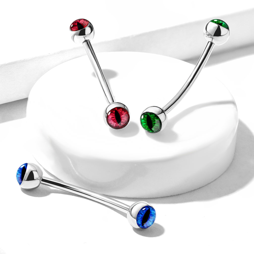 316L Snake Eyes Tongue Ring Barbell (Snake Eye Inlaid)