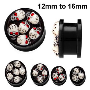 Pair of 3D Skull Screw-Fit Plug Earrings (Giant Gauge)