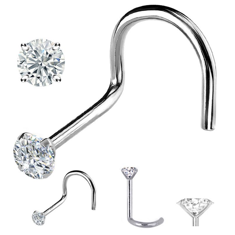 DIAMOND Platinum Nose Ring SCREW