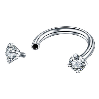 Piercing Anneau Segment Acier Cinq Strass Marquise (oreille, Daith, Septum