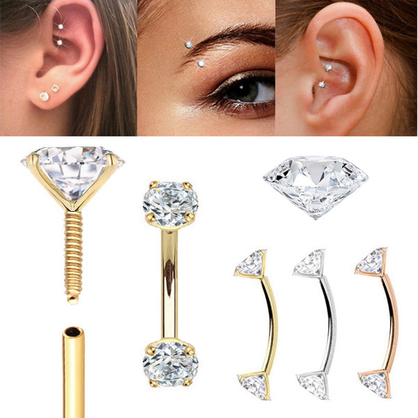 thumbnail interactive-video image 1 of 16g Curved Barbell, Tragus, Rook, Cartlage, Eyebrow, Septum, 6mm, 8mm 1 of 12