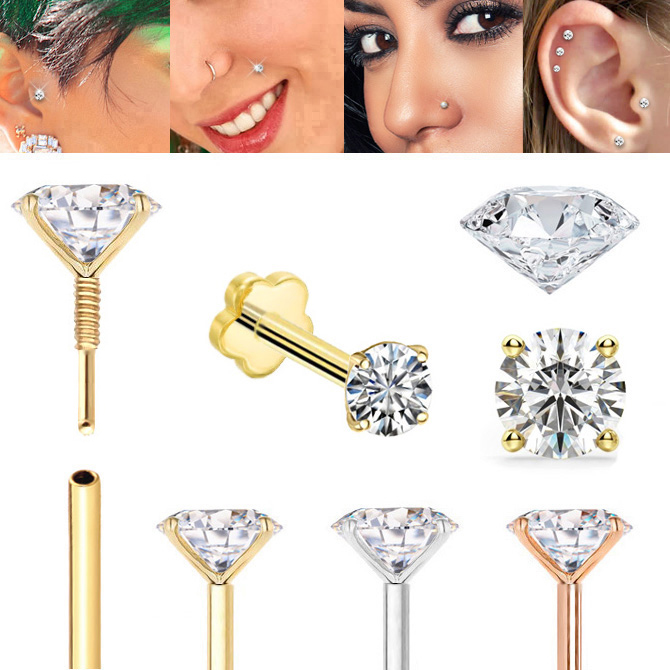 Push Pin vs Threaded Screw Flat Back Piercing Jewelry