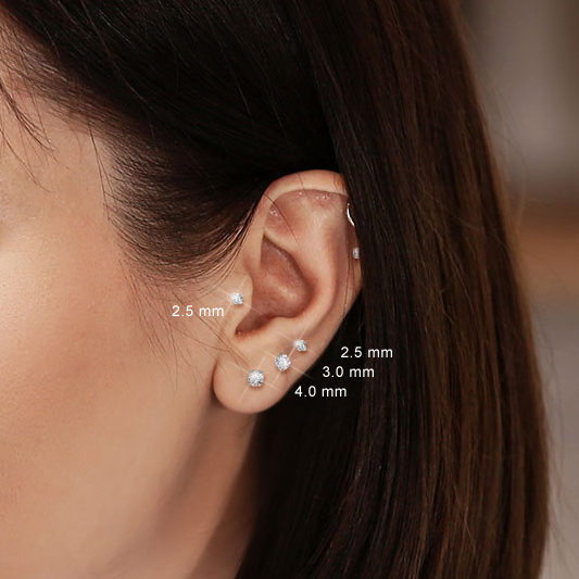 thumbnail image 2 of 20g 18g 16g CZ Star Push In Labret, Tragus, Cartilage, Helix 2 of 10