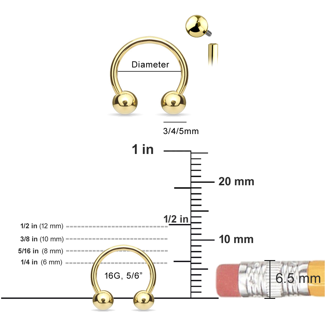 2 Pack Grade 23 Titanium Internally Threaded Barbells - 14g/16g Solid G23 For Tongue, Nipple, Eyebrow