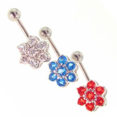 316L Flower CZ Alloy Belly Button Ring