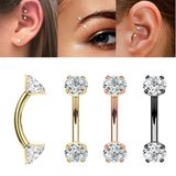 Piercing Sourcil En Titane G23 – 16G (1,2 Mm), Longueur 6 Ou 8 Mm, Zircone Cubique Transparente - 5