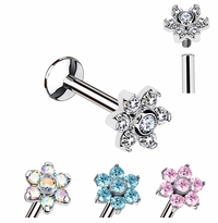 G23 Titanium Threaded Flower Flat Back Stud