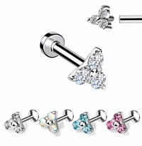 G23 Titanium Threaded Trinity Flat Back Stud - 16G